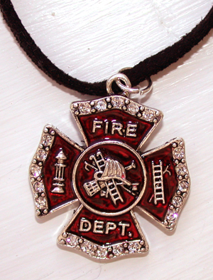 Necklace - Leatherette Cord with Maltese Cross