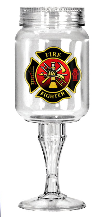 Goblet - Firefighter Motif Mason Jar with Stem.