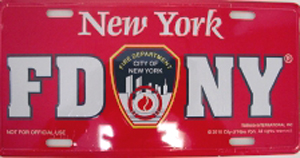 License Plate - FDNY, red