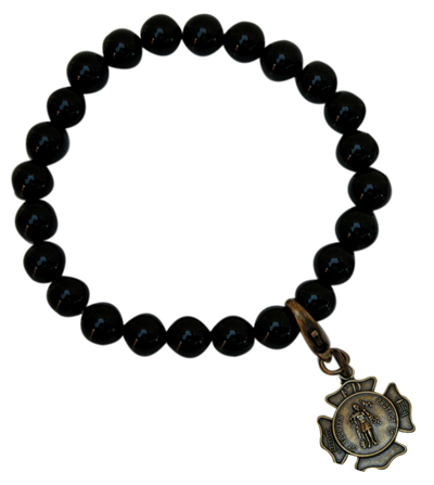Bracelet - Stretch Onyx with Maltese Cross
