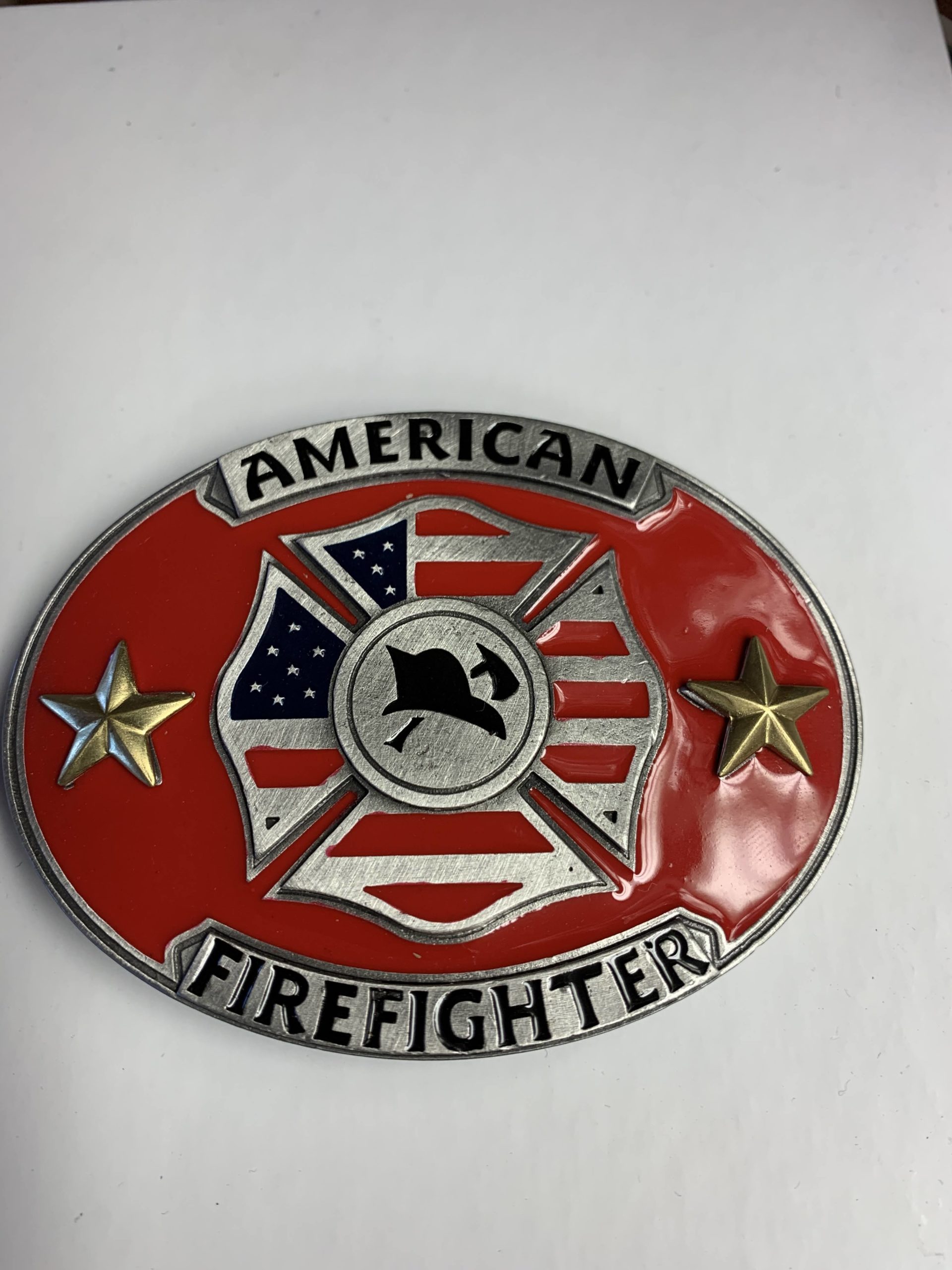 Belt Buckle - American Firefighter Red Enamel