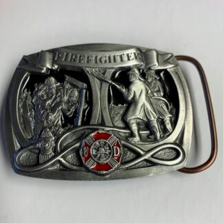 Belt Buckle - Firefighter Red and Black Enamel