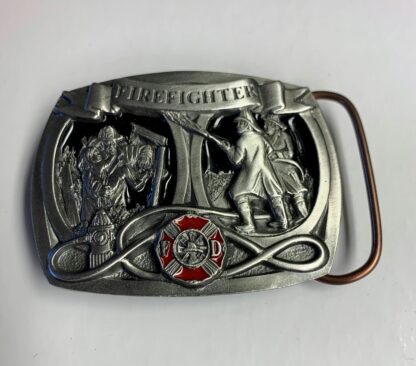 Belt Buckle - Firefighter Red and Black Enamel