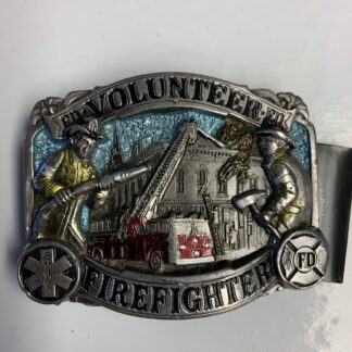 Belt Buckle - Volunteer Firefighter Multi Colored Enamel