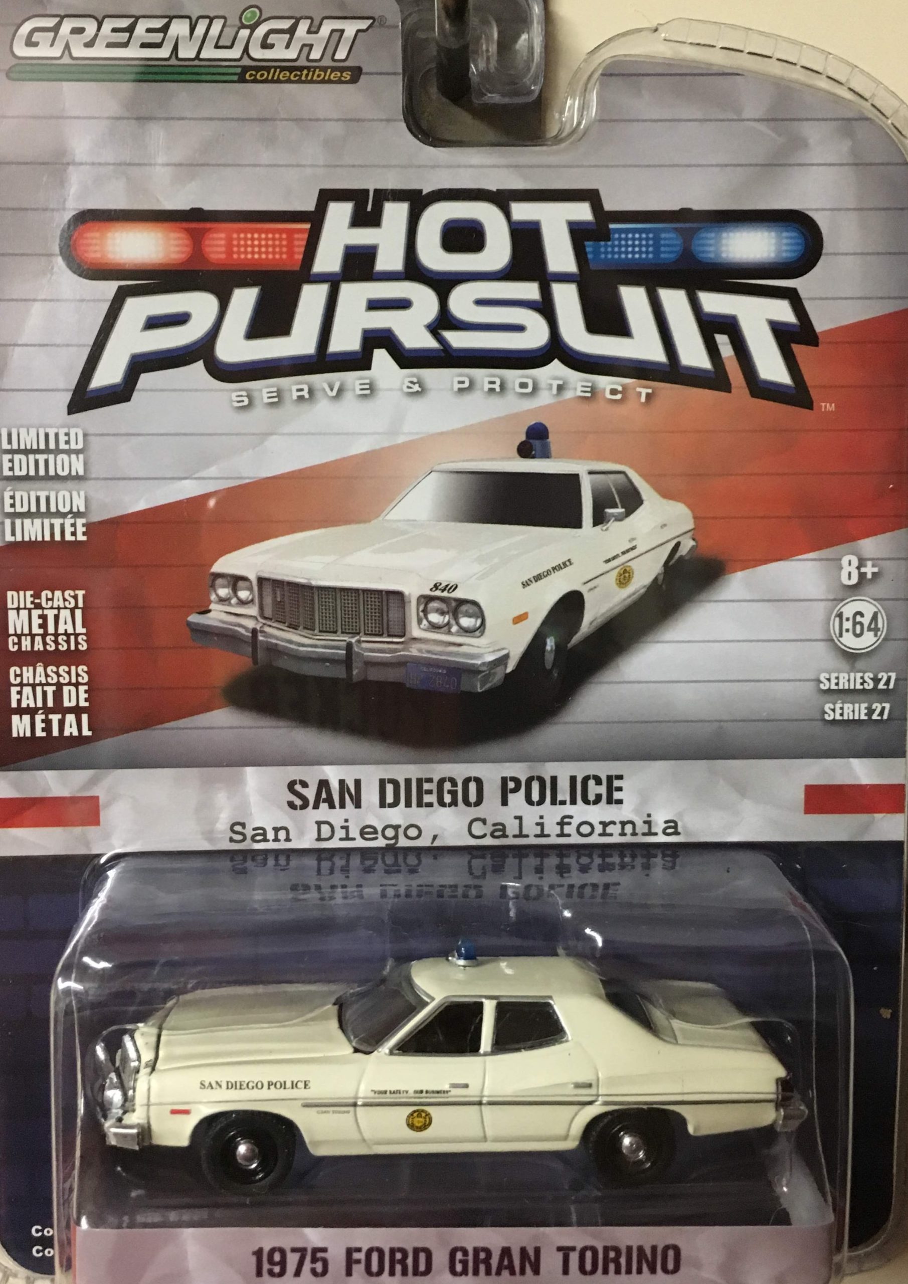 Ford Gran Torino 1975, San Diego, CA Police. 1:64 Scale