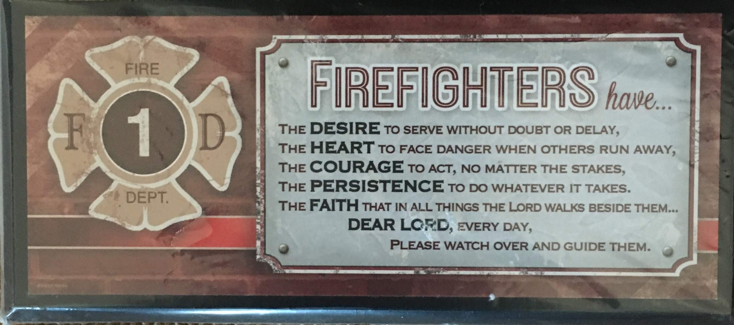 Watch Over and Guild Our Firefighter Plaque