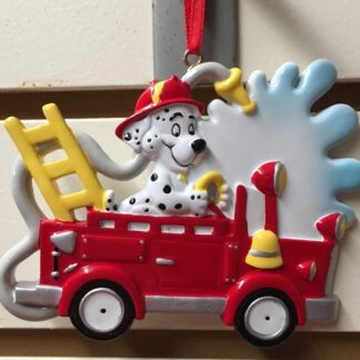 Ornament-Fire-Splash Fire Truck w/Dog