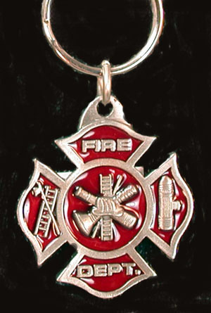Key Chain - Firefighter Enamaled Maltese Cross