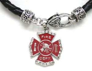 Bracelet - Leatherette with Maltese Cross Charm