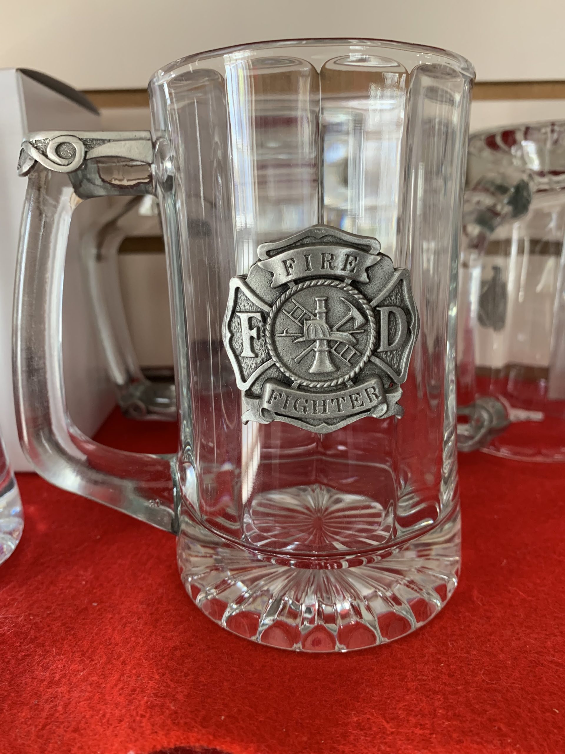 Beer Tankard - Fire, Glass with Pewter Maltese Cross