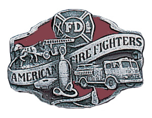 Belt Buckle - American Firefighter Enameled Pewter