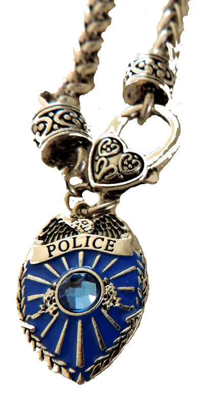 Bracelet - Police Medallion with Blue Crystal Accents