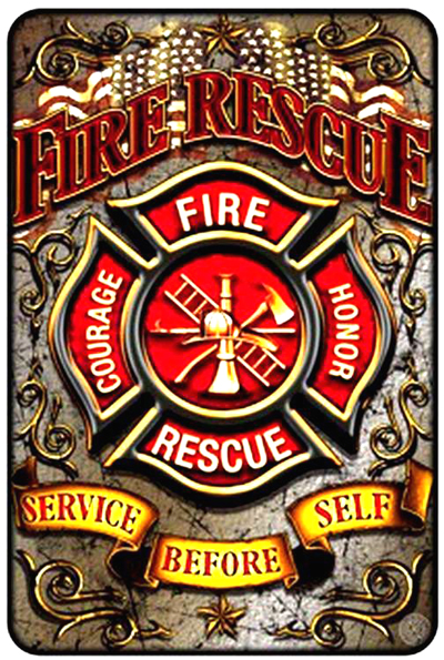 Fire Rescue, Service Before Self.  Sign.