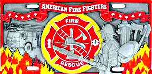 License Plate - Am. Fire Fighters 3-Dimensional