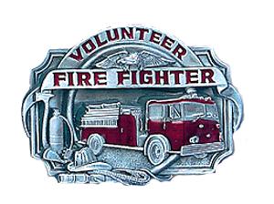 Belt Buckle - Volunteer Firefighter Enameled Pewter