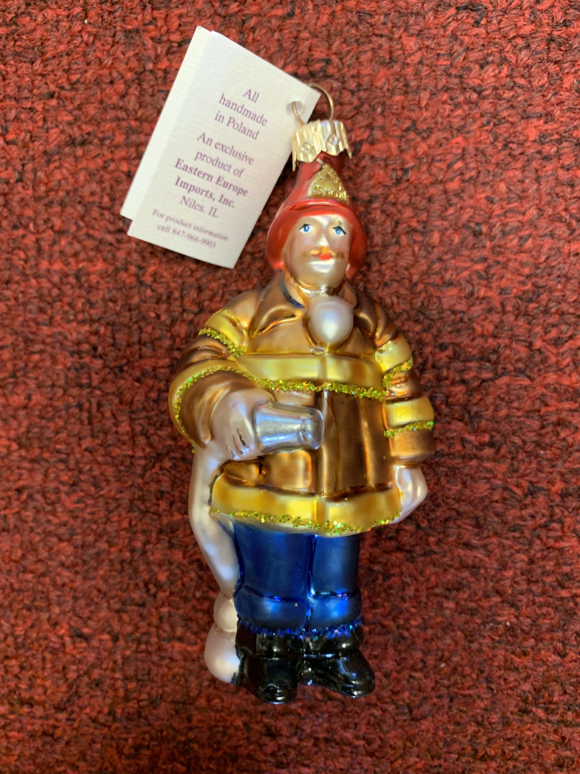 Ornament - Large Traditional Firefighter, Glass