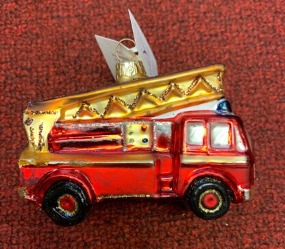 Ornament - Large Ladder Truck, Glass