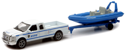 Ford F-250 with Trailer & Inflatable Boat NYPD. 1:50th Scale