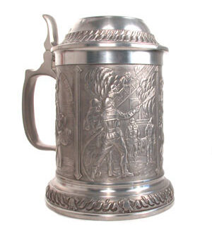 Beer Stein - Pewter Firefighrters Stein - Collector's Piece