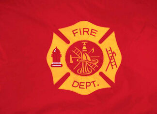 Flag - Two Sided - Fire Department, Red, Medium