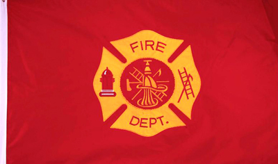 Flag - Two Sided - Fire Department, Red, Medium