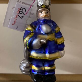 Ornament - Small Blue Firefighter, Glass