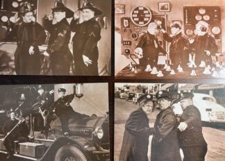 Three Stooges Firefighter Postcard Set of 4