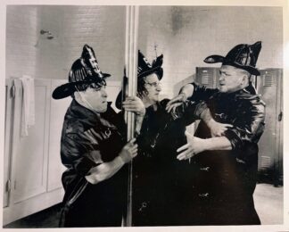 Three Stooges Firefighter "Down the Pole" Postcard 4 x 6
