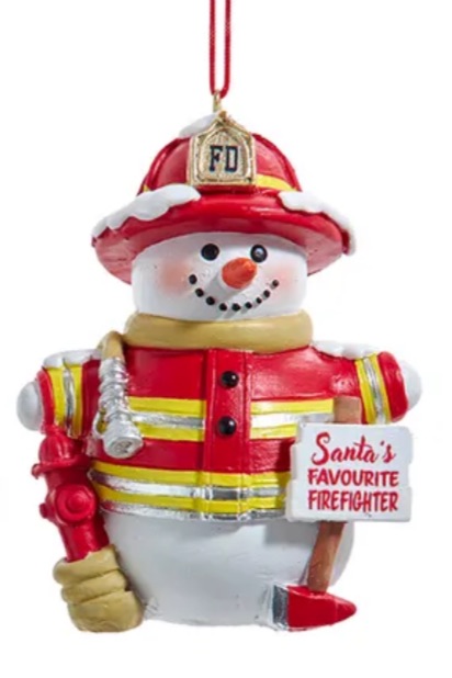 Ornament - Fire - Santa's Favorite Firefighter Snowman