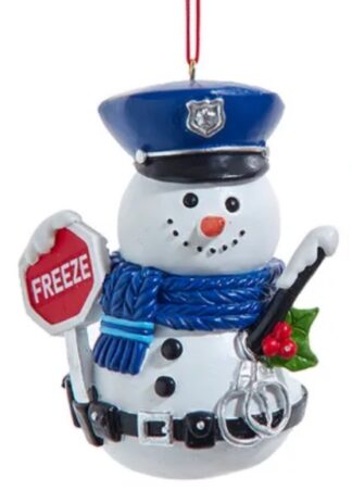Ornament - Police- Police Officer Snowman, Freeze!