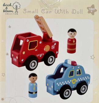 Fire Truck and Police Car with Figure, Set of 2